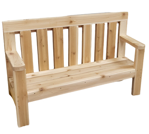 Cedar Buddy Bench outdoors on a playground inviting children to sit and connect