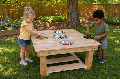 Outdoor Messy Activity Table With 5 Metal Bowls