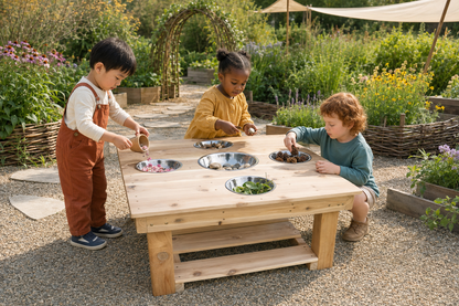 Outdoor Messy Activity Table With 5 Metal Bowls