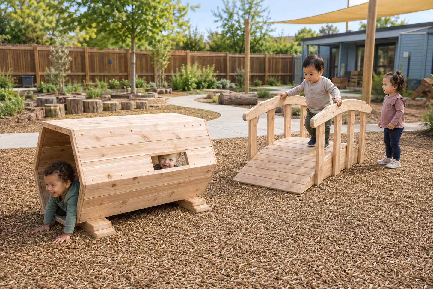 Cedar Outdoor Ramp with Handrails