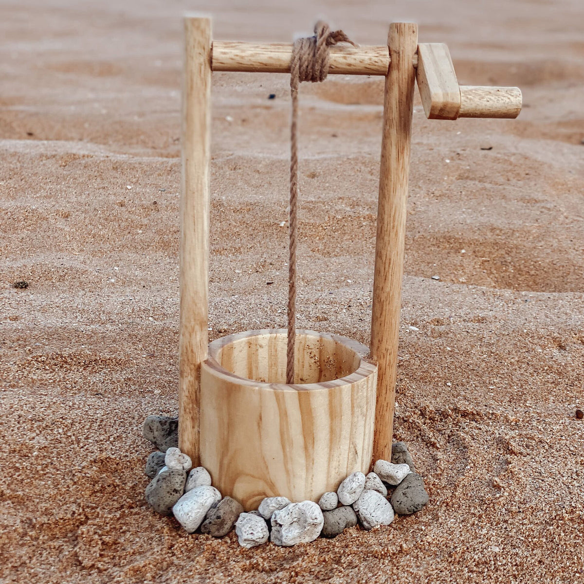 Explore Nook wooden water well with bucket for outdoor play